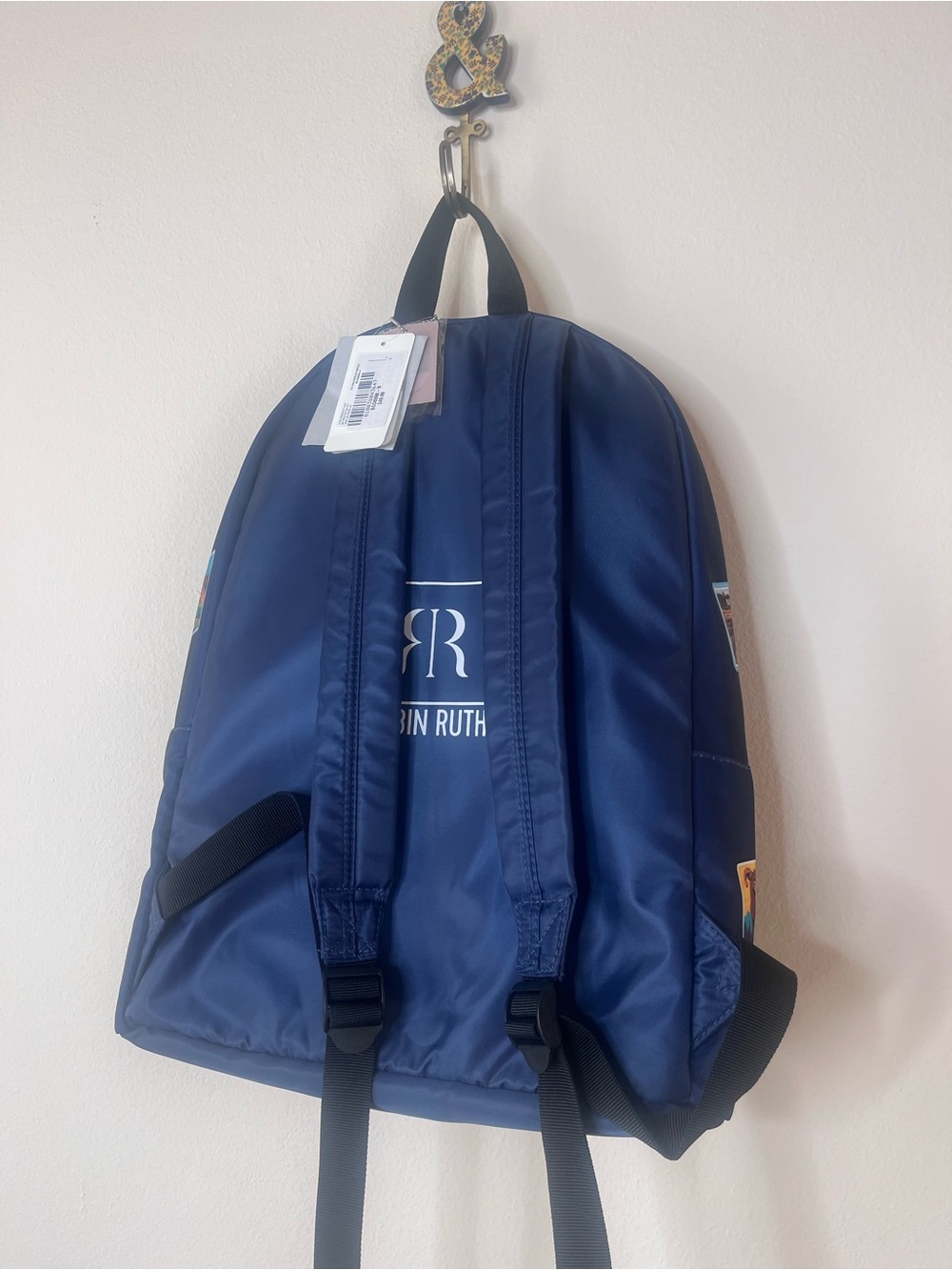 Robin Ruth Navy Blue Travel Patch Backpack - Picture 5 of 6